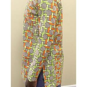 Brown & Burnt Orange Men Long Sleeve African Print Collar Shirt